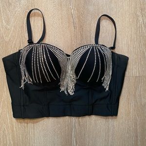 Rhinestone crop top. Worn once. Perfect condition. Size small.